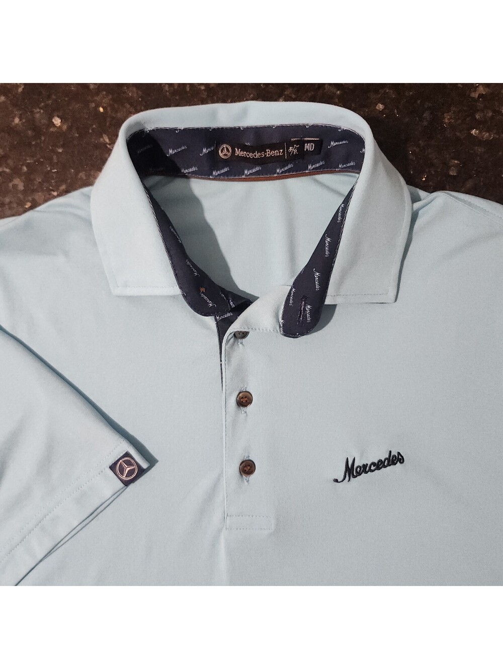 Mercedes Benz Logo Performance Stretch Polo Golf Casual Preppy Sport Mens Medium